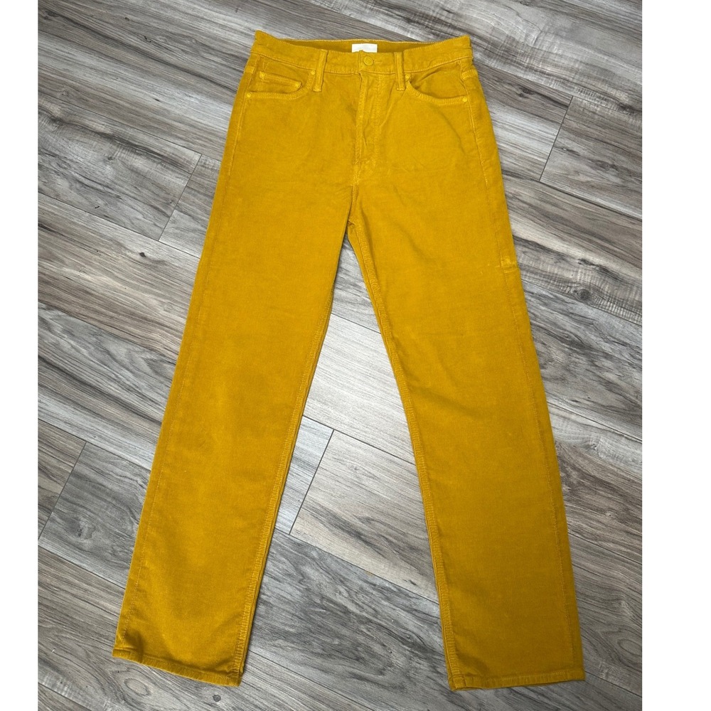 Mother The Tomcat Mid-Rise Straight Leg Corduroy Pants Mustard Yellow Size 26